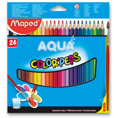 Akvarelové pastelky Maped - 24 farieb + štetec